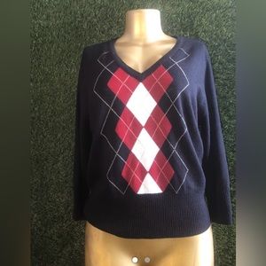 V-neck argyle sweater